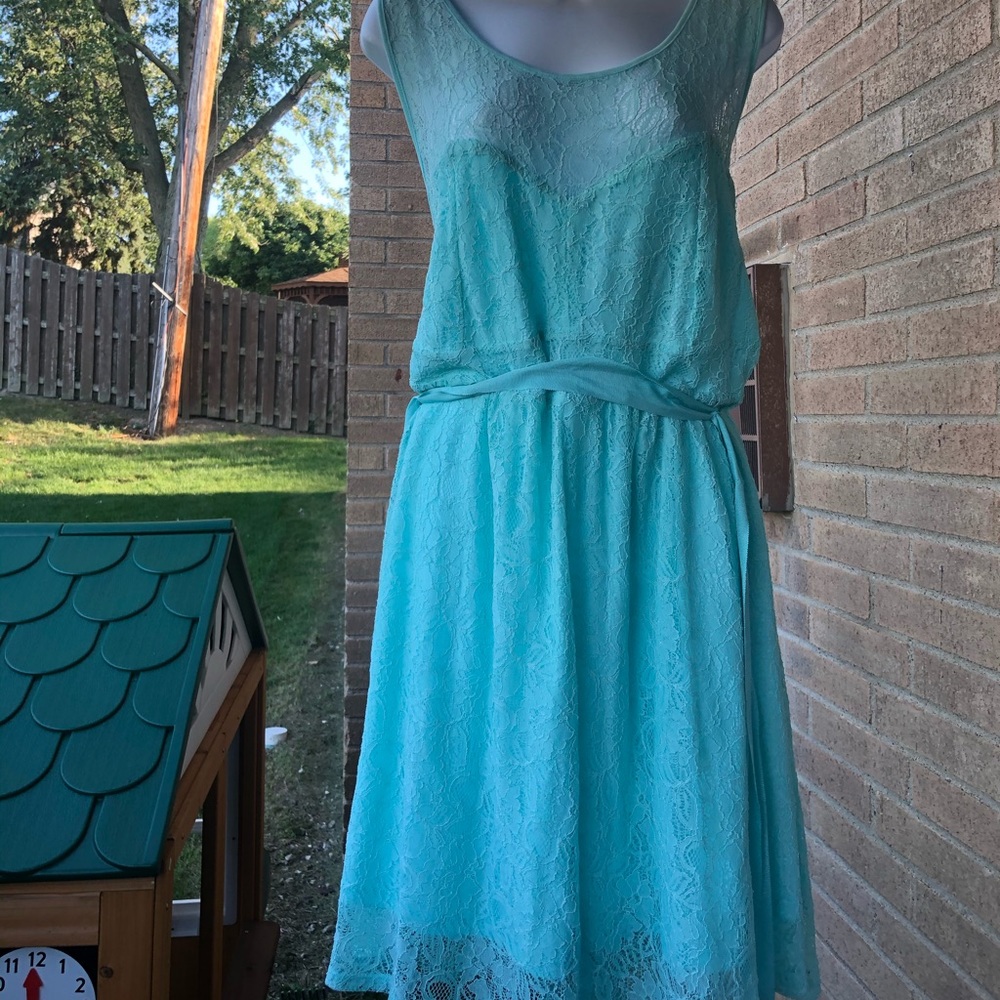 Torrid Sz 26 Turquoise lace sleeveless dress NWT